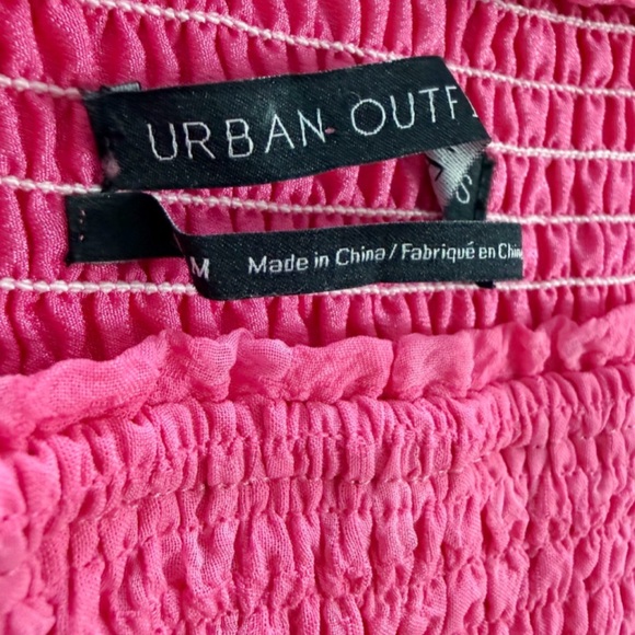Urban Outfitters Pink Smocked Off Shoulder Mini Dress | Size M - Picture 5 of 9